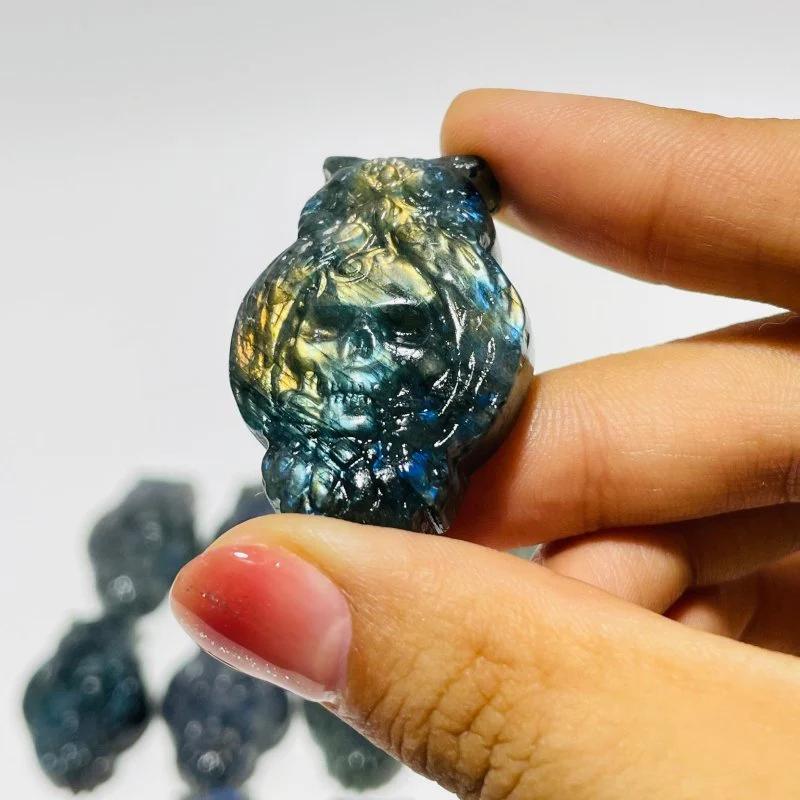 Labradorite Owl Skull Carving Wholesale - Image 2
