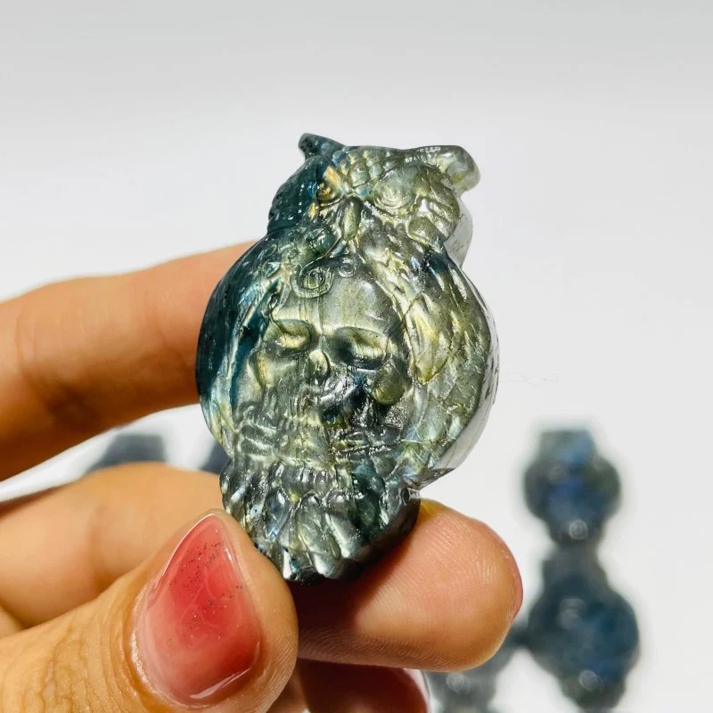 Labradorite Owl Skull Carving Wholesale - Image 5
