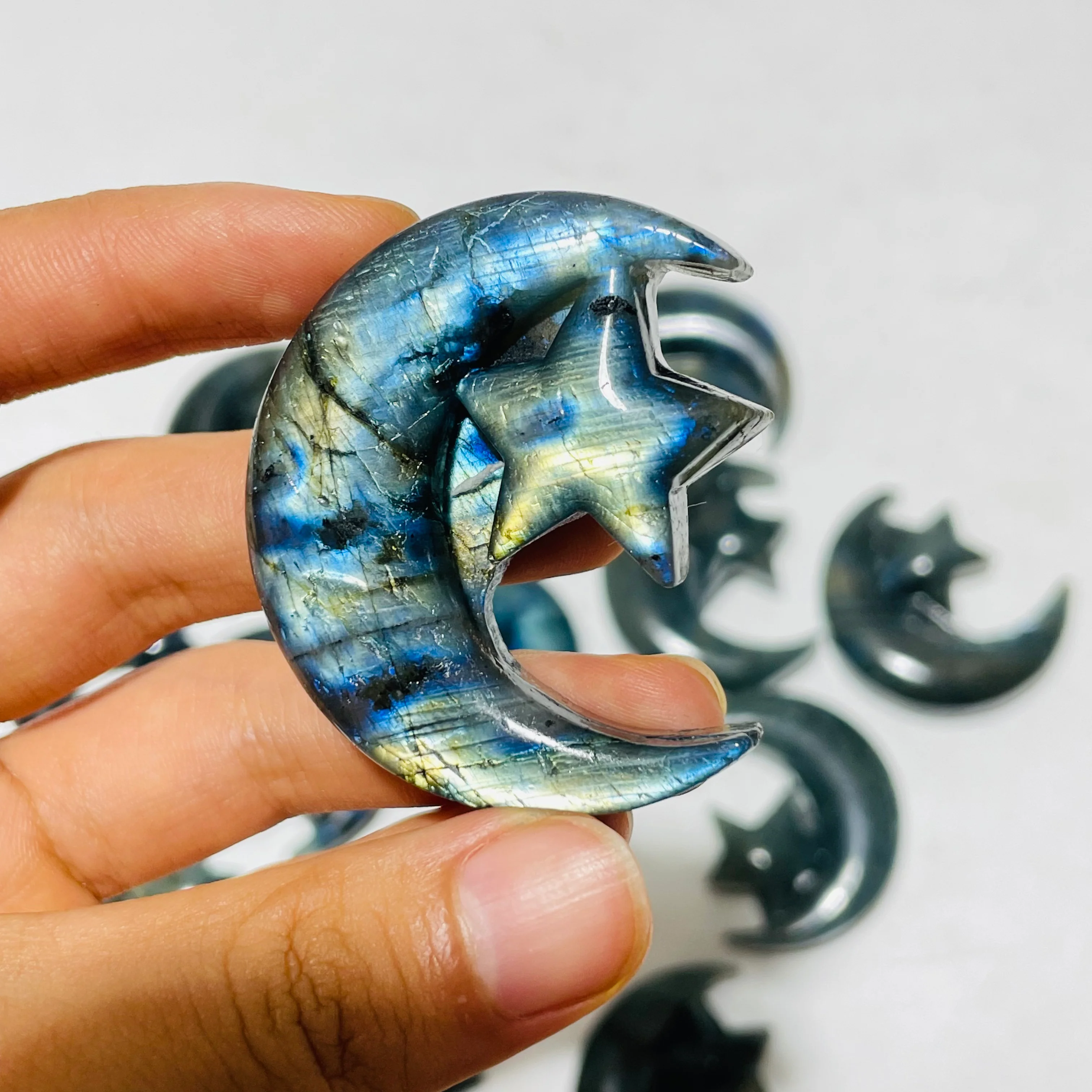 Labradorite Star And Moon Carving Wholesale - Image 3