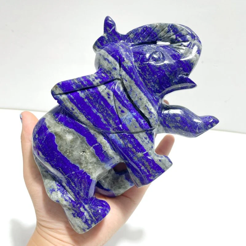 2 Pieces Lapis Lazuli Elephants Carving - Image 4