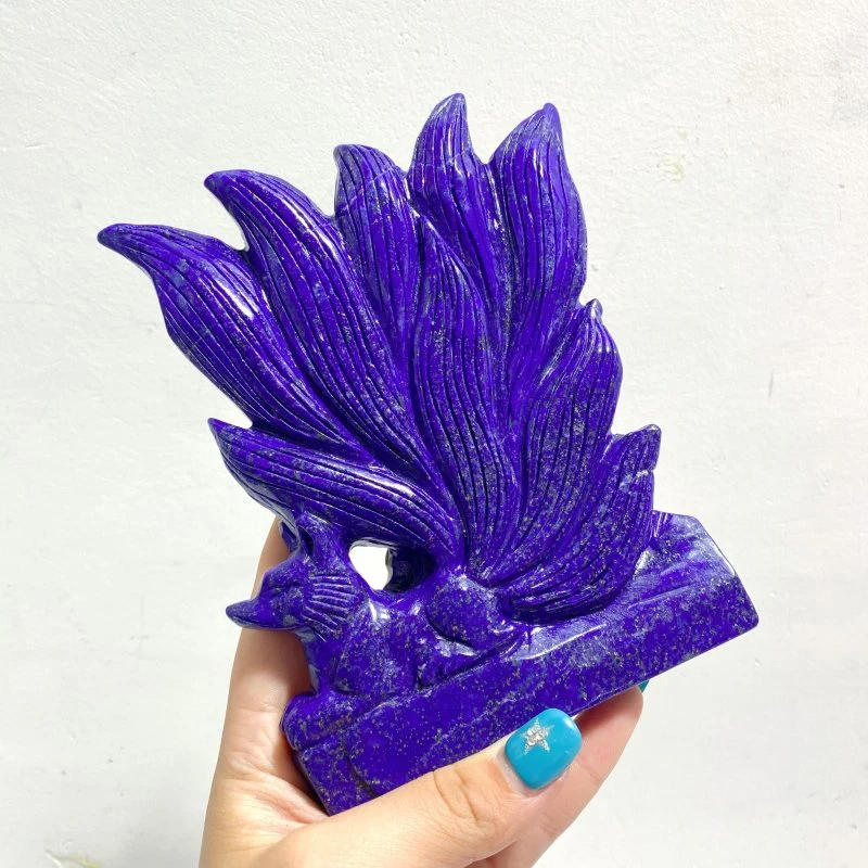 4 Pieces Lapis Lazuli Nine-tailed Fox Carving
