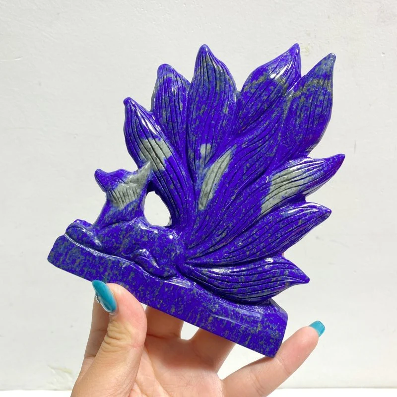 4 Pieces Lapis Lazuli Nine-tailed Fox Carving - Image 2