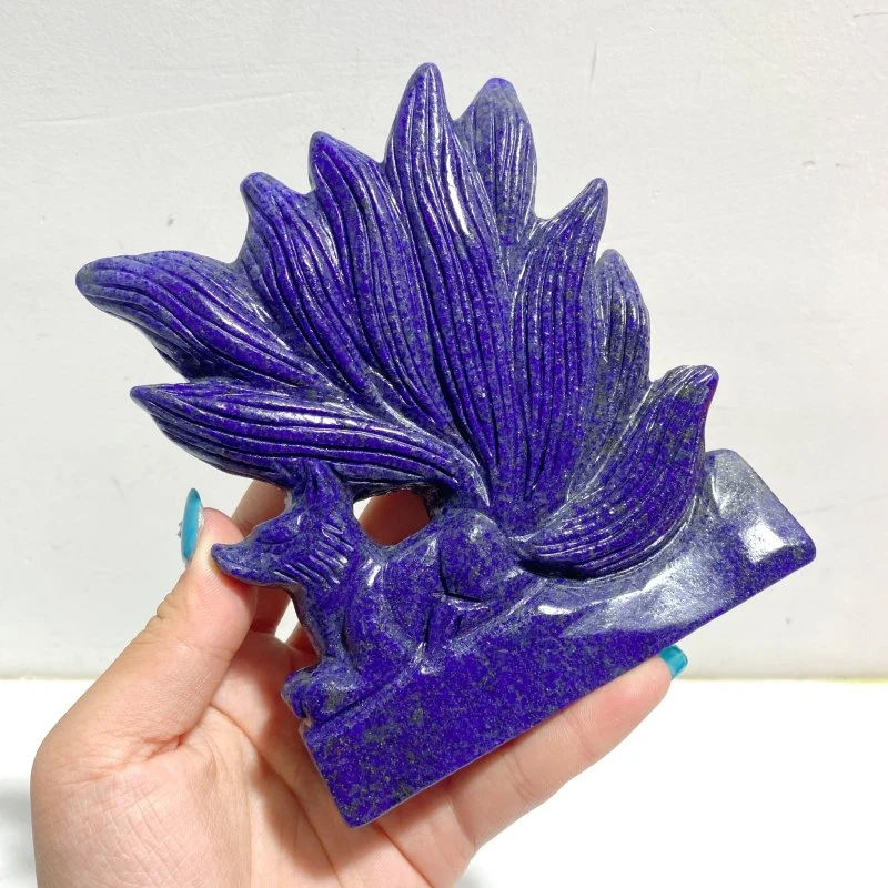 4 Pieces Lapis Lazuli Nine-tailed Fox Carving - Image 3