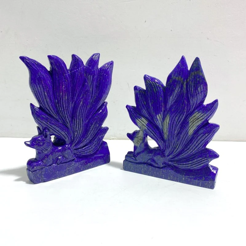 4 Pieces Lapis Lazuli Nine-tailed Fox Carving - Image 5