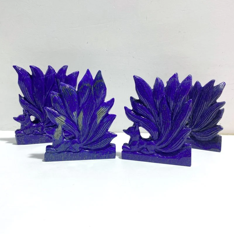4 Pieces Lapis Lazuli Nine-tailed Fox Carving - Image 6