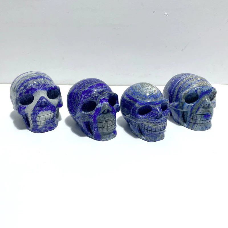 4 Pieces Lapis Lazuli Skull Carving