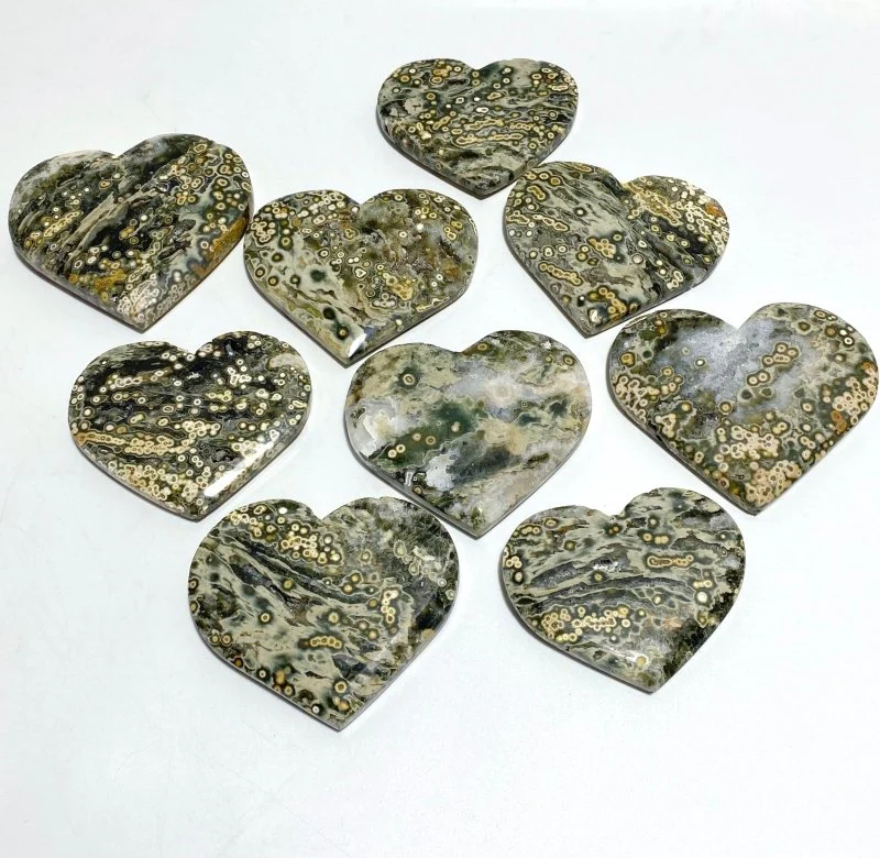 9 Pieces Large 8th Vein Ocean Jasper Heart #4