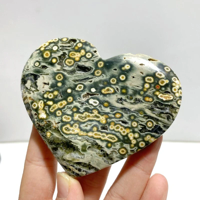 9 Pieces Large 8th Vein Ocean Jasper Heart #4 - Image 2