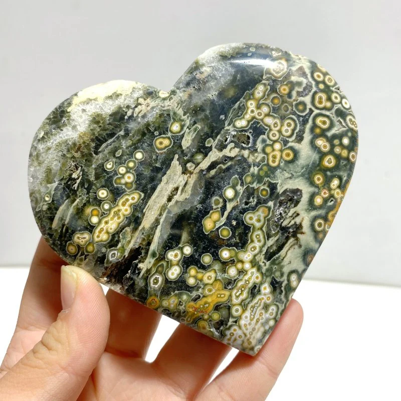 9 Pieces Large 8th Vein Ocean Jasper Heart #4 - Image 3
