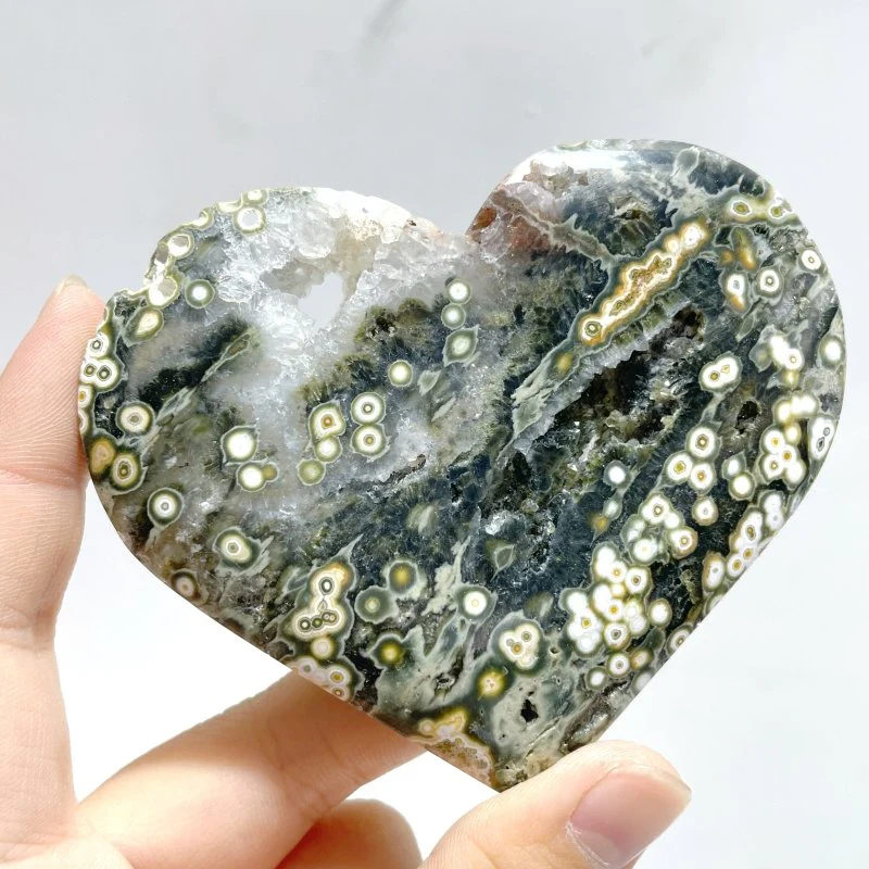 11 Pieces Large 8th Vein Ocean Jasper Heart #1 - Image 3