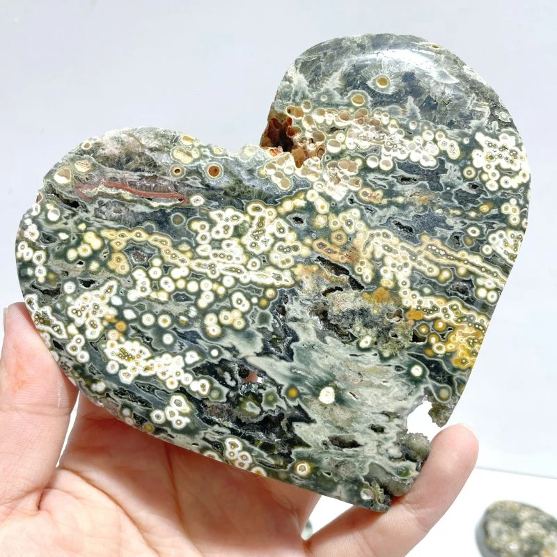 11 Pieces Large 8th Vein Ocean Jasper Heart #1 - Image 7