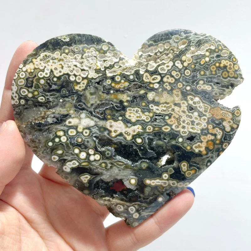 13 Pieces Large 8th Vein Ocean Jasper Heart #2 - Image 3