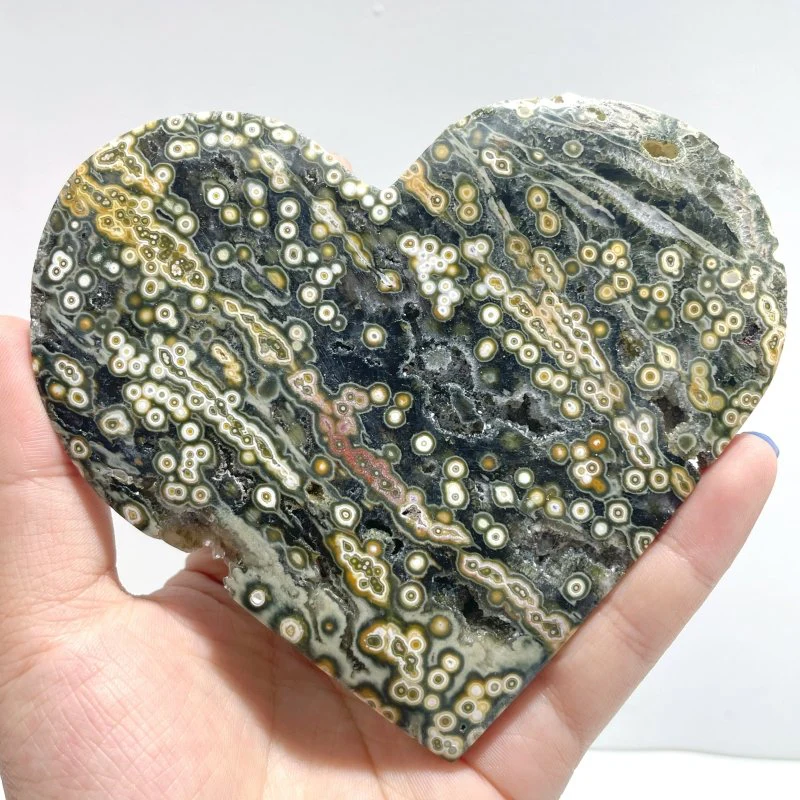 13 Pieces Large 8th Vein Ocean Jasper Heart #2 - Image 5