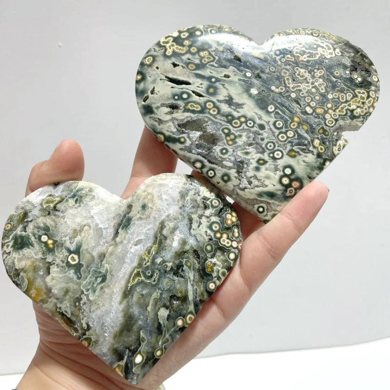 13 Pieces Large 8th Vein Ocean Jasper Heart #2 - Image 7