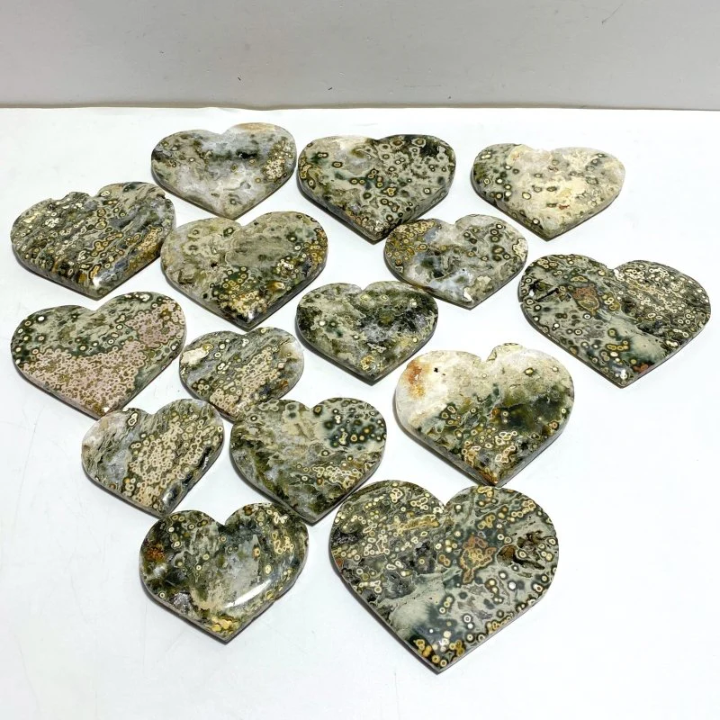 15 Pieces Large 8th Vein Ocean Jasper Heart #3 (Defect)