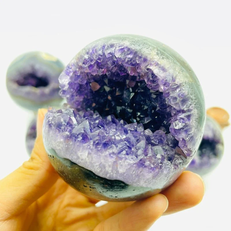 7 Pieces Amethyst Druzy Geode Cluster Spheres - Image 2