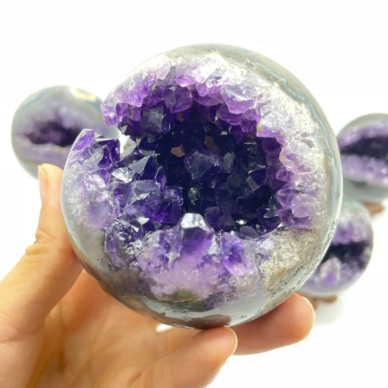7 Pieces Amethyst Druzy Geode Cluster Spheres - Image 4