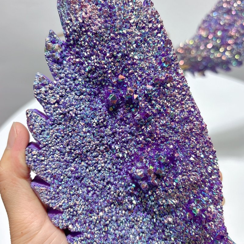Large Aura Quartz Cluster Angel Wing Carving With Stand - Image 2