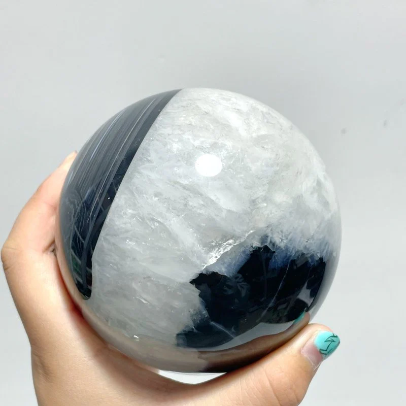 5 Pieces Large Black Agate Mixed Quartz Spheres - Image 4