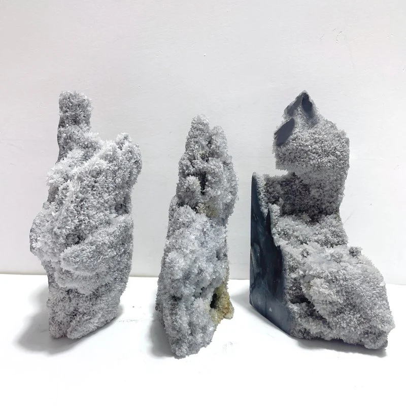3 Pieces Large Black Clear Quartz Cluster Raw Side Tower
