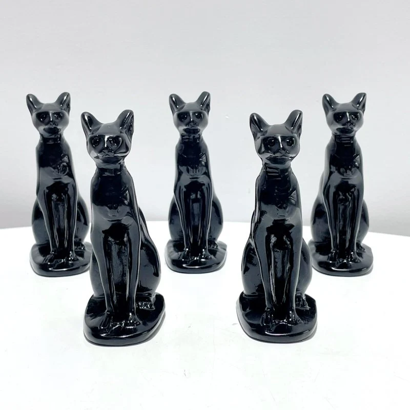 Large 4inch Black Obsidian Sphynx Cat Carving Wholesale