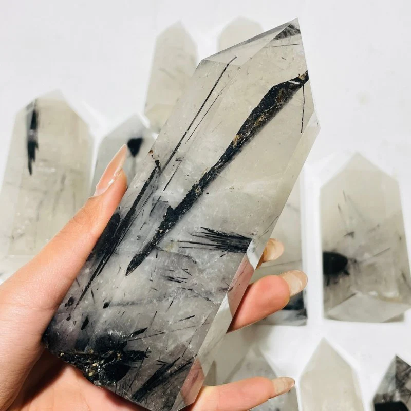 18 Pieces Large Black Tourmaline Clear Quartz Tower - Image 2
