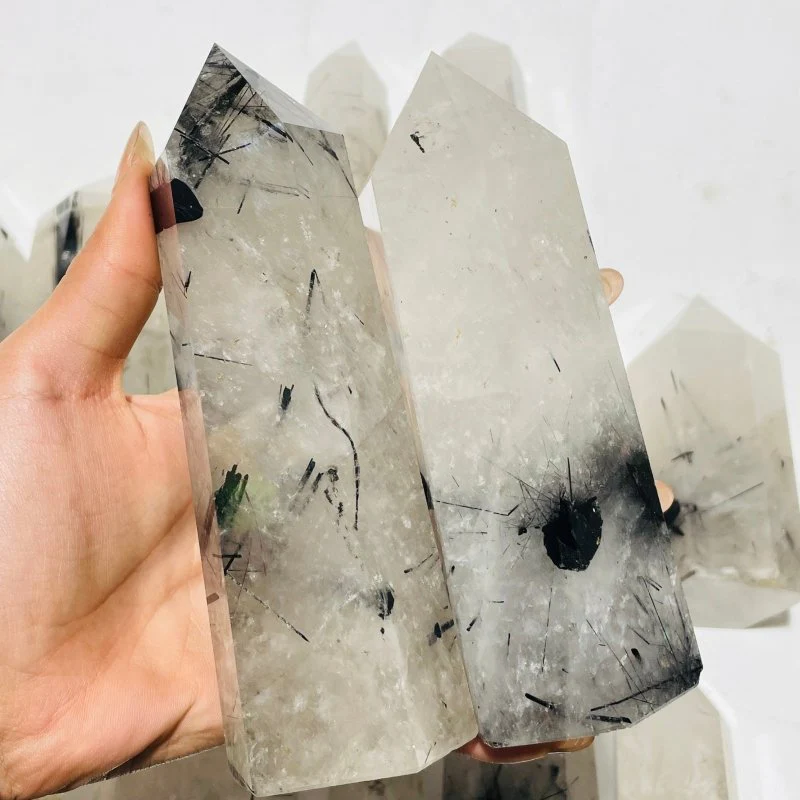 18 Pieces Large Black Tourmaline Clear Quartz Tower - Image 4