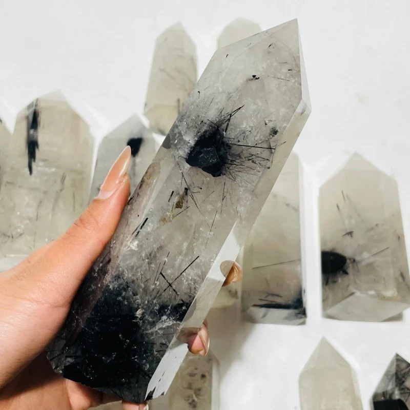 18 Pieces Large Black Tourmaline Clear Quartz Tower - Image 5