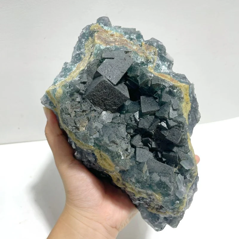 3 Pieces Large Blue Fluorite Mixed Pyrite Raw Stone Specimen - Image 4