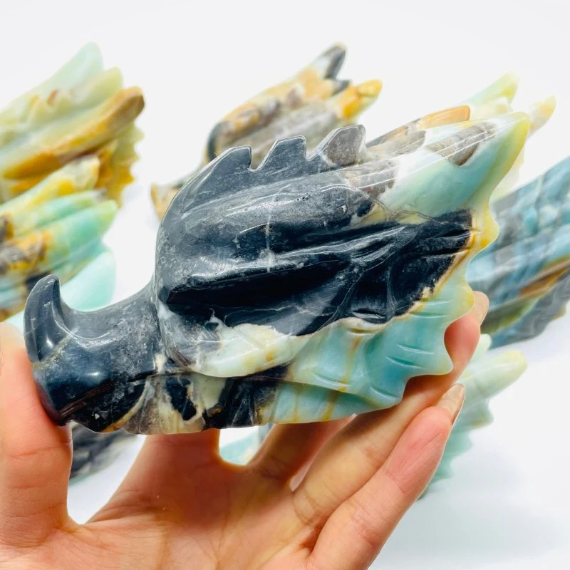 8 Pieces Large Caribbean Calcite Dragon Head Carving - Image 3