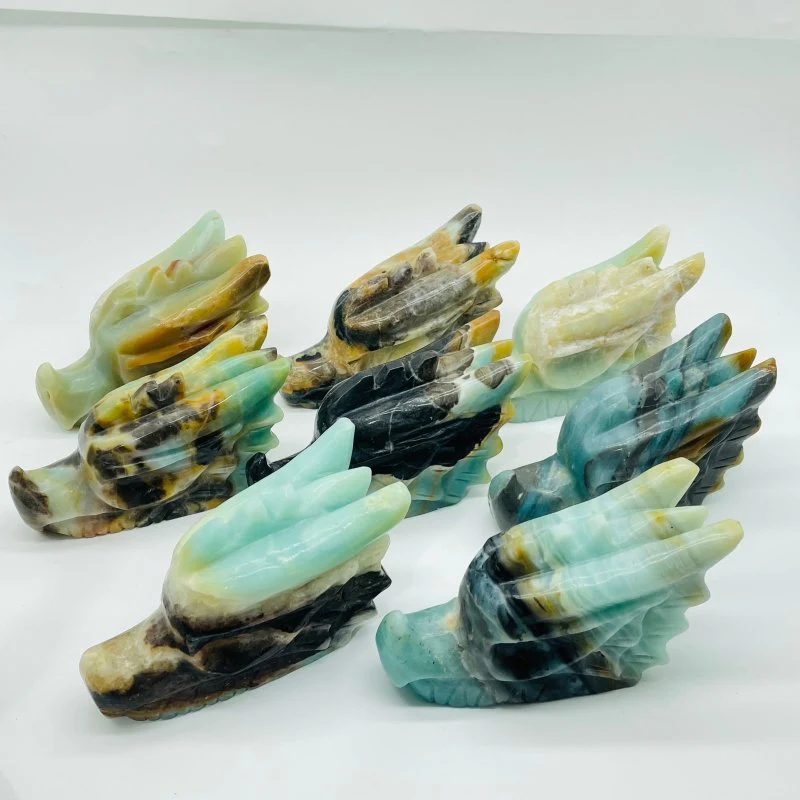 8 Pieces Large Caribbean Calcite Dragon Head Carving - Image 4