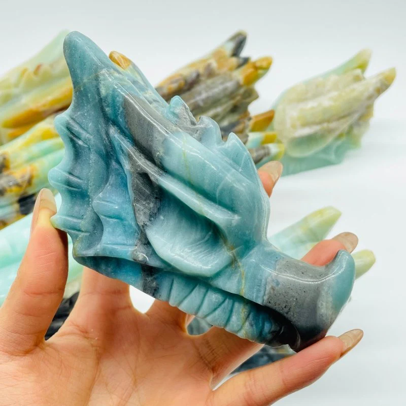 8 Pieces Large Caribbean Calcite Dragon Head Carving - Image 6
