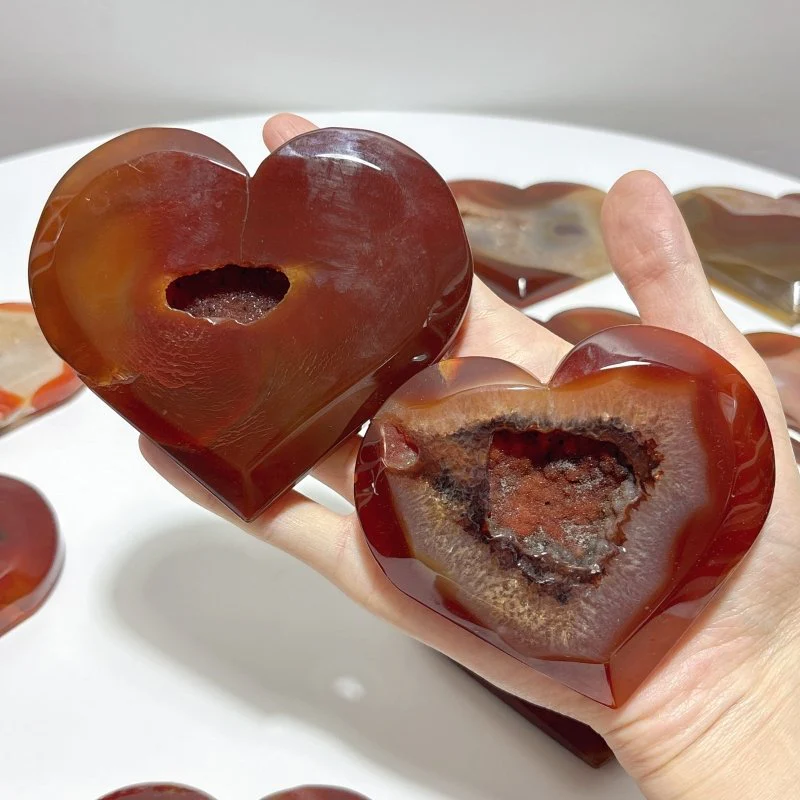 18 Pieces Large Carnelian Druzy Geode Heart - Image 2