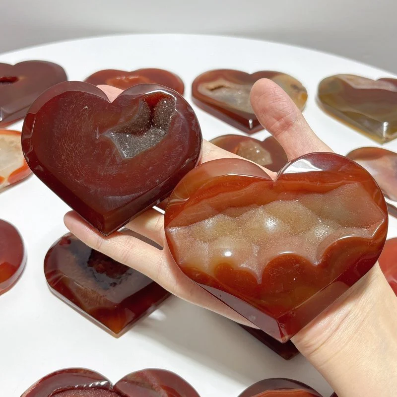 18 Pieces Large Carnelian Druzy Geode Heart - Image 3