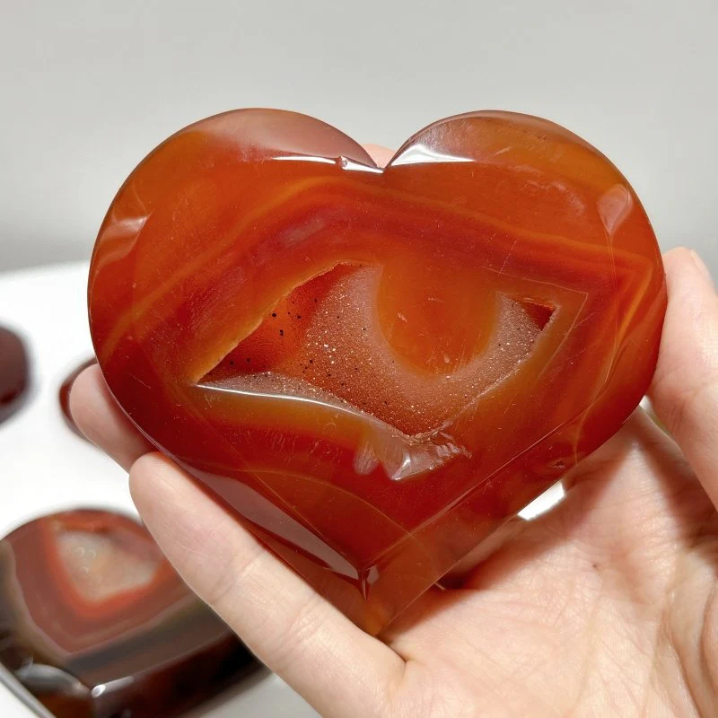18 Pieces Large Carnelian Druzy Geode Heart - Image 6