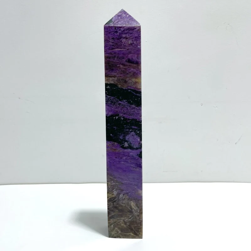 28.5CM Large Charoite Four-sided Tower For Collection #A01