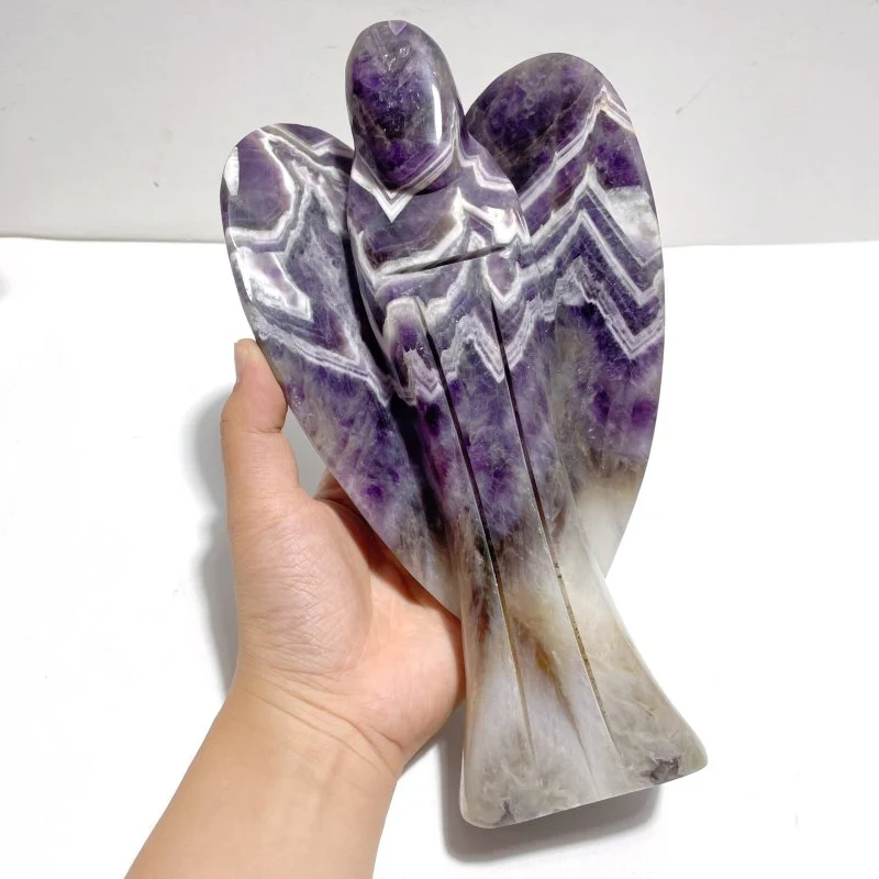 2 Pieces Large Chevron Amethyst Angel Carving - Image 2