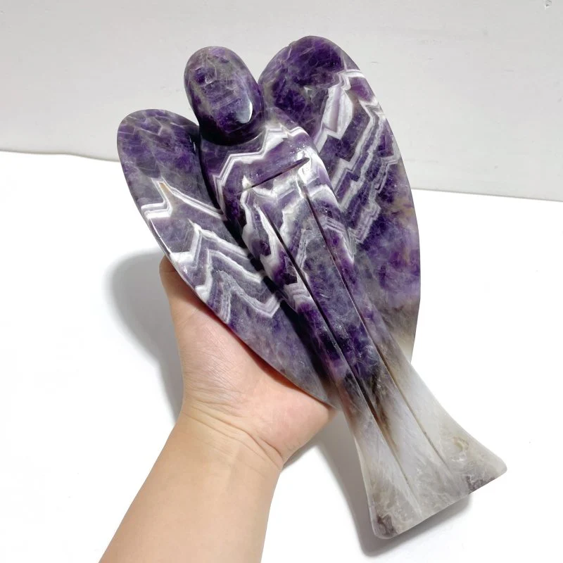 2 Pieces Large Chevron Amethyst Angel Carving - Image 3