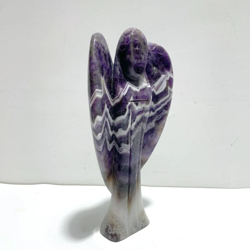 2 Pieces Large Chevron Amethyst Angel Carving - Image 5