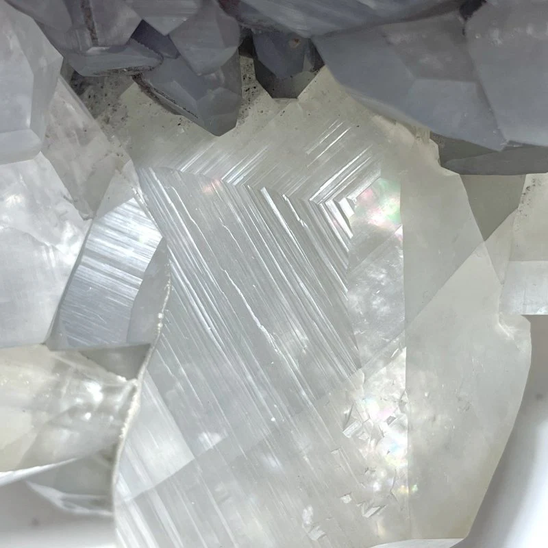 Large Clear Quartz Cluster Mixed Pyrite and White Rainbow Calcite Specimen For Collection - Image 2