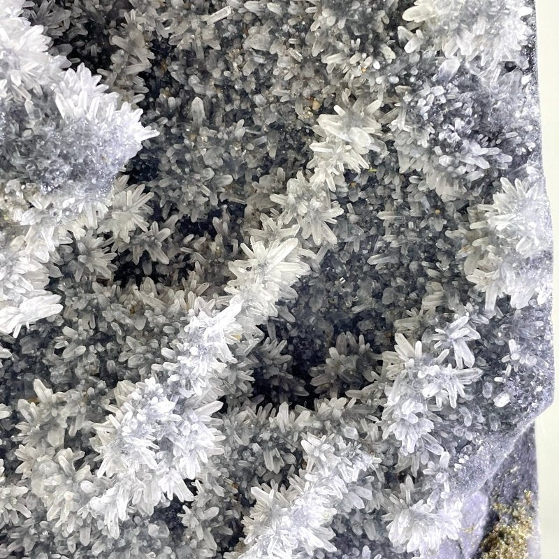 Large Clear Quartz Cluster Mixed Pyrite and White Rainbow Calcite Specimen For Collection - Image 4