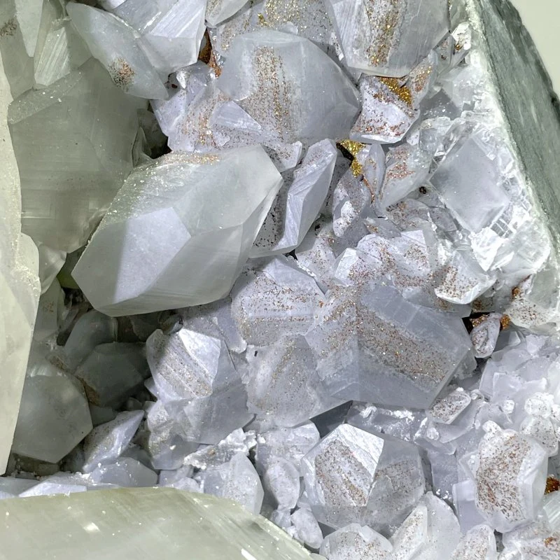 Large Clear Quartz Cluster Mixed Pyrite and White Rainbow Calcite Specimen For Collection - Image 5