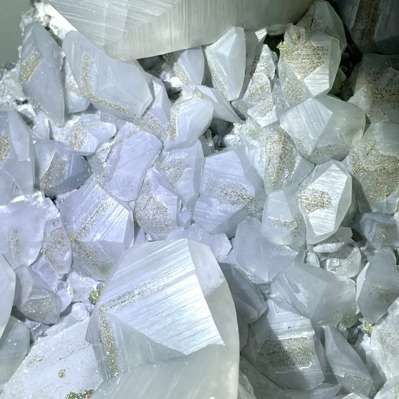 Large Clear Quartz Cluster Mixed Pyrite and White Rainbow Calcite Specimen For Collection - Image 7