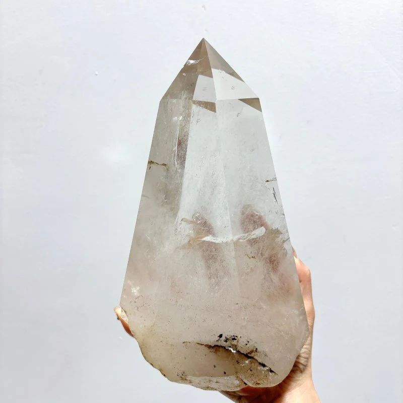High Quality Large Clear Quartz Crystal Point Raw Bottom With Rainbow - Image 2