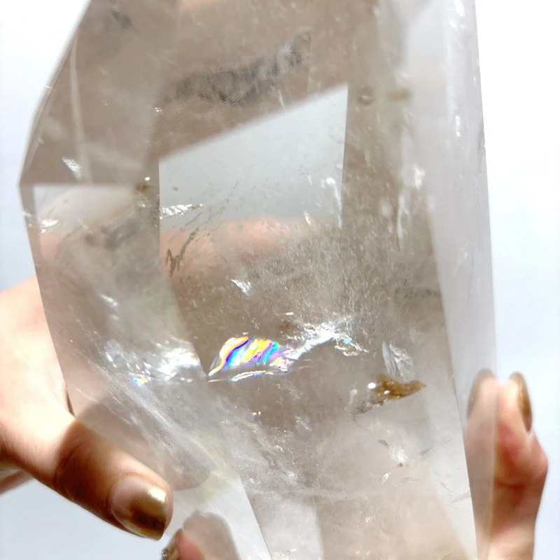 High Quality Large Clear Quartz Crystal Point Raw Bottom With Rainbow - Image 3