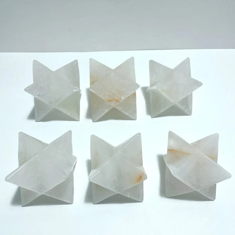 6 Pieces Large Clear Quartz Merkaba