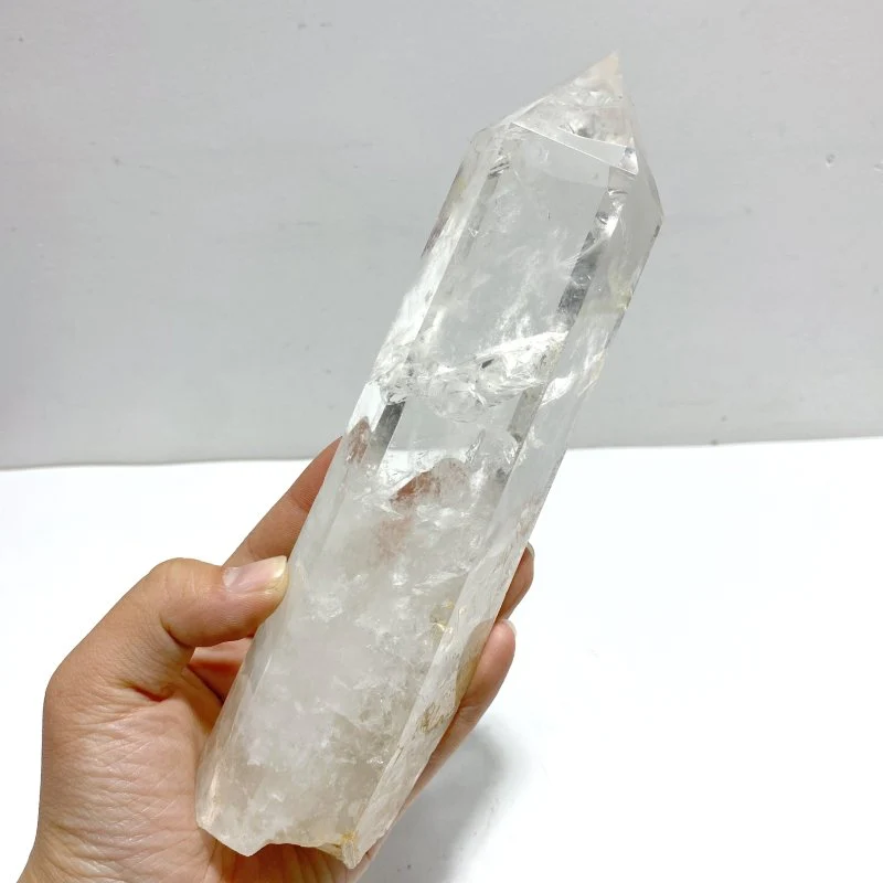 3 Pieces Large Clear Quartz Point Raw Bottom With Stand #2 - Image 3