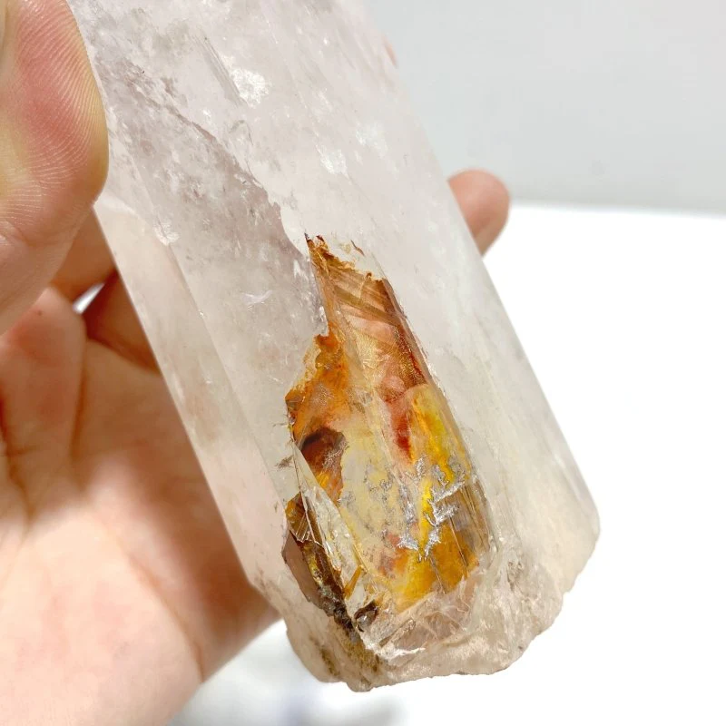 3 Pieces Large Clear Quartz Point Raw Bottom With Stand #2 - Image 5
