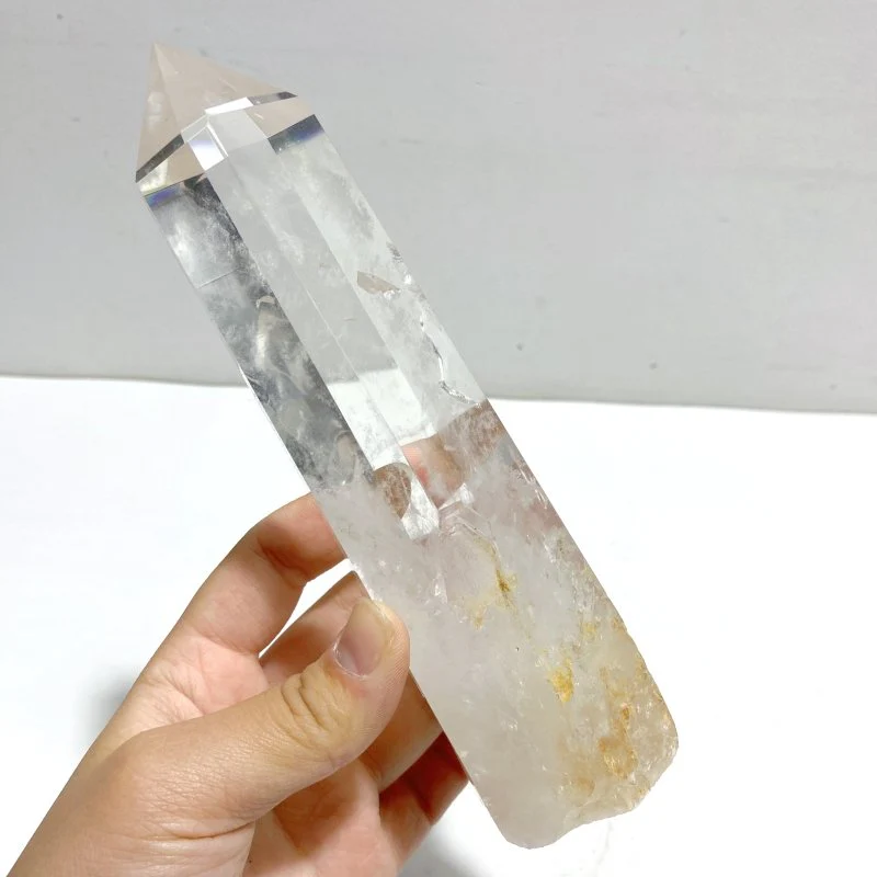 4 Pieces Large Clear Quartz Point Raw Bottom With Stand #5 - Image 3