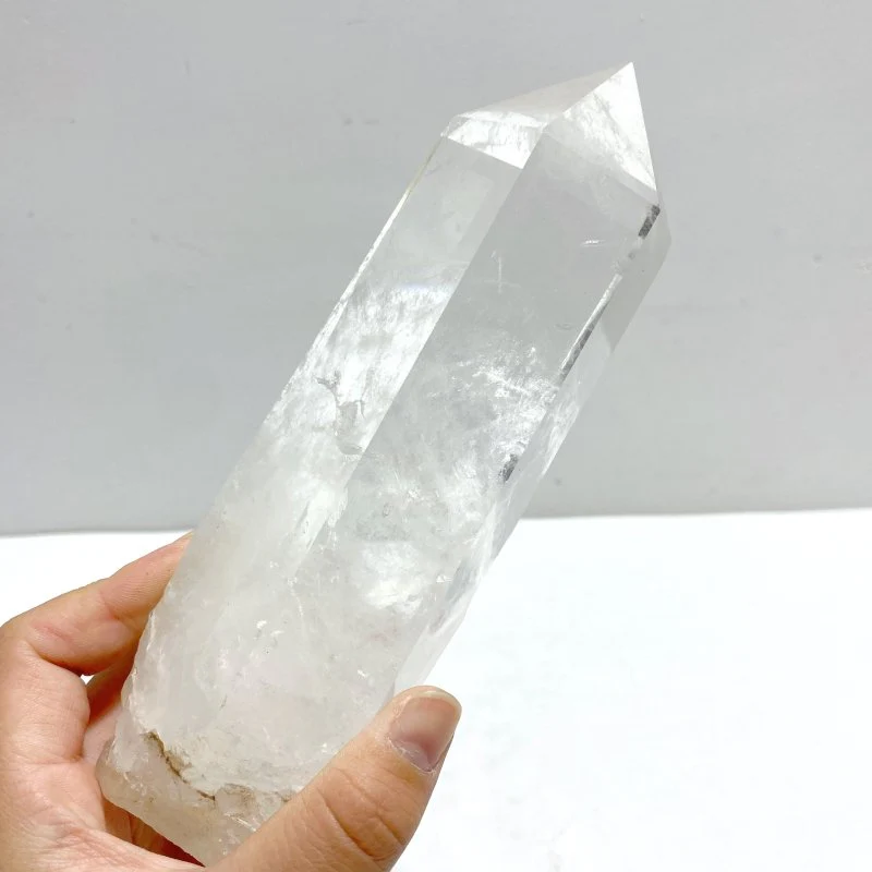 4 Pieces Large Clear Quartz Point Raw Bottom With Stand #5 - Image 6